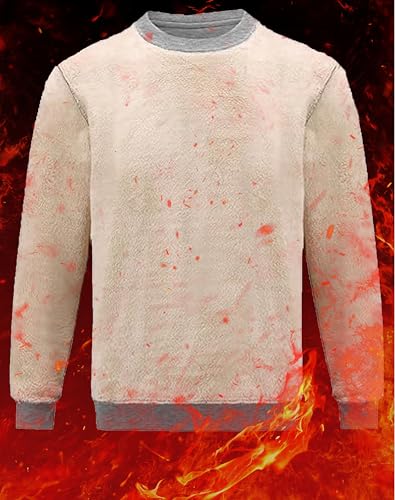 Image of Tansozer Mens Fleece Crewneck Sweatshirt Warm Sherpa Lined Thick Pullover Long Sleeve Tops Shirts