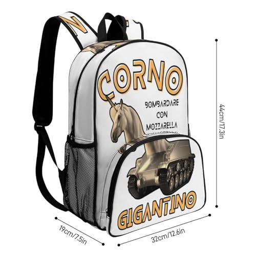 Corno-gigantino Merch Large Travel Backpack Italian-Brainrot Meme Waterproof Lightweight Daypack White 44x32x19cm2
