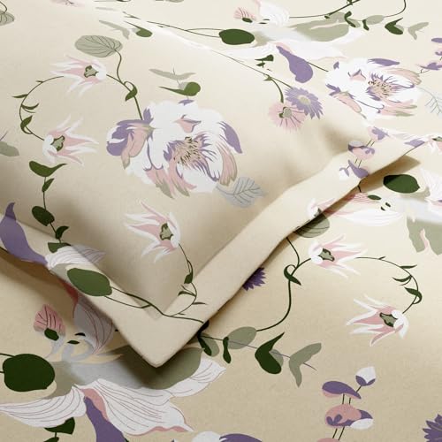 Image of Haus & kinder Double Bedsheet for Queen Size Bed | 90 x 100 Inches 144 TC Cotton Bedsheet for Double Bed with 2 Pillow Covers - Bold Floral