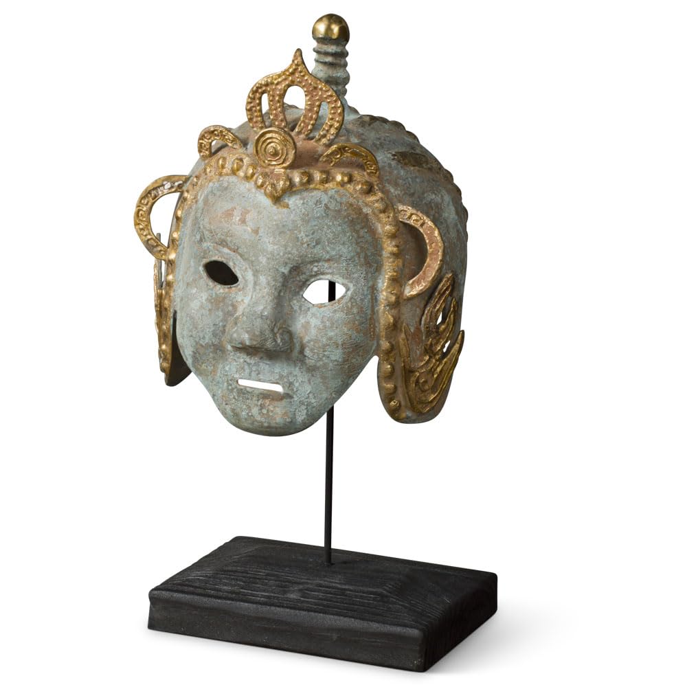 ChinaFurnitureOnline Hand Forged Bronze Chinese Masked Warrior Helmet