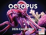 Calendario mensual de pared 2026 de pulpo, 12 meses, fabricado en Estados Unidos