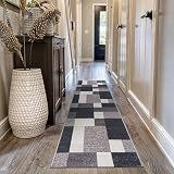 Rugshop Modern Boxes Non-Slip Living Room Kitchen Runner Rug Gray 2'7" x 8'