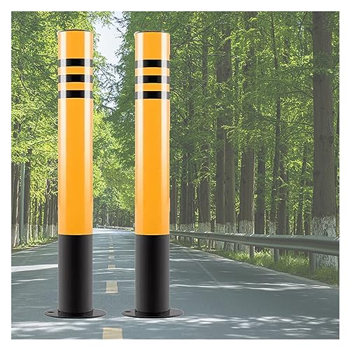 Bornes de stationnement - Lot de 2, 75 cm (29,5 po), Jaunes et Noires, en Acier réfléchissant Haute visibilité, pour allées de Garage