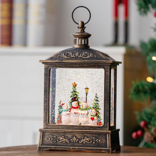 Visflair AULT24001-3 12.5'' Christmas Snow Globe Lantern Lighted Snowman Choir Musical Snowmen Carolers Water Lantern In Swirling Glittering Home Decoration And Gift cover
