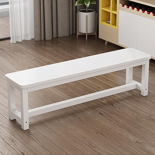 Farmhouse Sle - Banco de comedor de madera con patas de metal, ahorra espacio para entrada y cocina, 140 x 35 x 45 cm, para sala de estar, dormitorio y jardín (blanco)