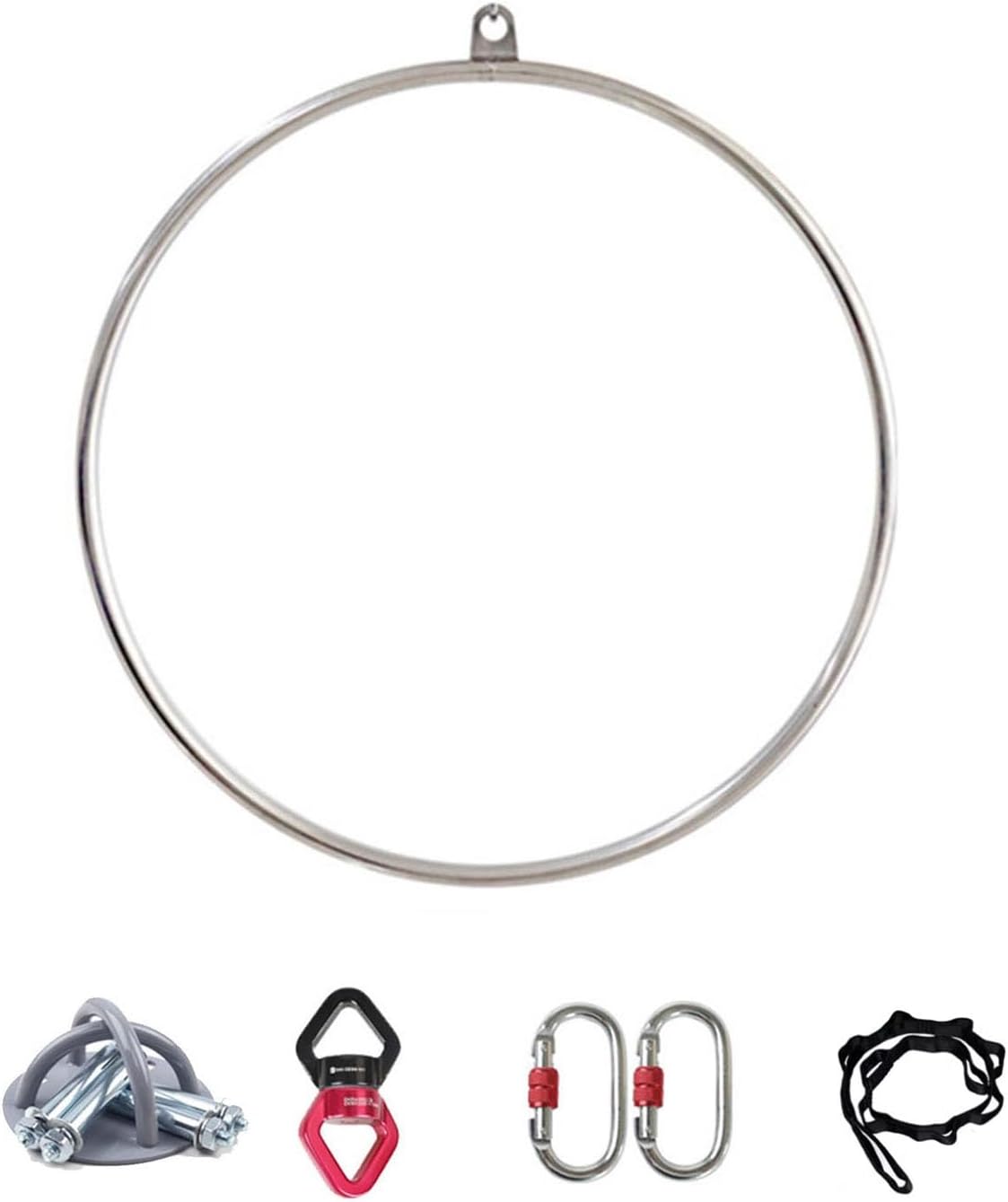 Lyra Hoop Aerial Yoga Ring Women 32mm Aerial Yoga Hoop Set for Fitness Dance Weight Loss with Ceiling Anchor, 33 35 37 inch Circus Aerial Equipment with Accessories, Large Home Stretching Swing ( Size