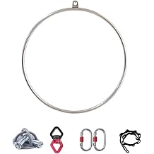 Chirp Wheel Yoga Back Wheel Hanging Yoga Hoop with Non-slip Tape & Accessories, Aerial Ring Set for Acrobatic/ Gymnastics/ Dance Fitness, Large Circus Aerial Hoop for PerformanceDia 33.5in/85cm/2.8ft