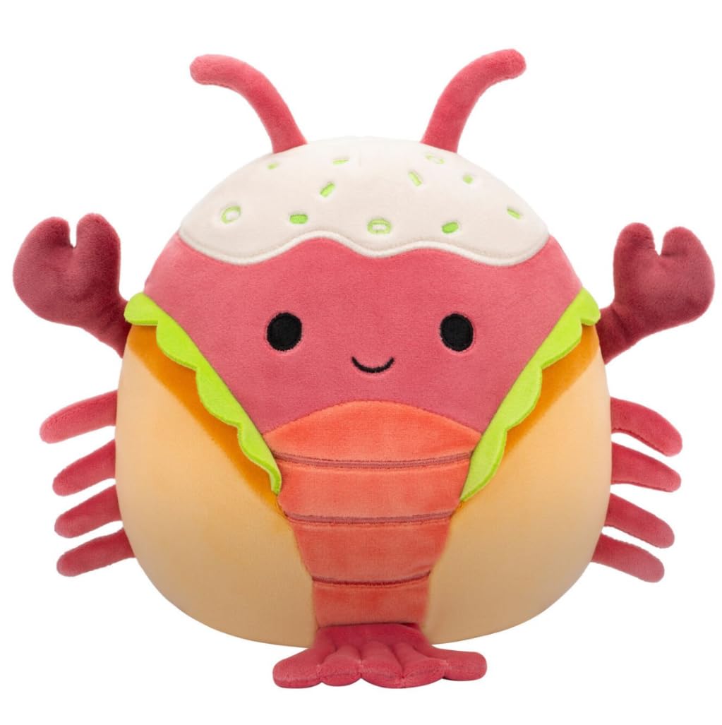 Squishmallows Lorono Red Lobster Plush Toy, 19 cm, Lobster Roll Design