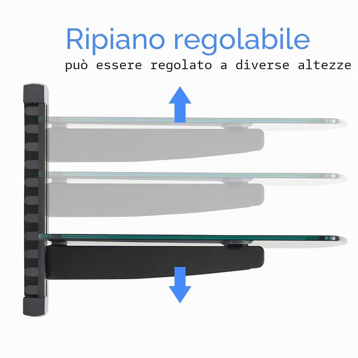 Suptek Supporto da Parete per Lettori DVD e Console TV con Ripiano in Vetro Nero CS201