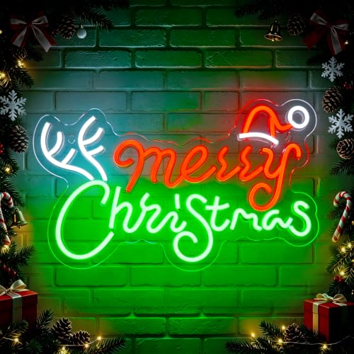 Image of Merry Christmas Neon Signs for Wall Decor, Christmas Led Sign
