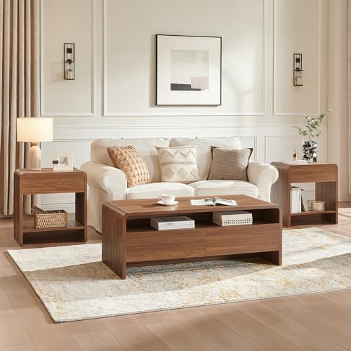 AMERLIFE 3-Piece Living Room Table Set, Includes Coffee Table & 2...