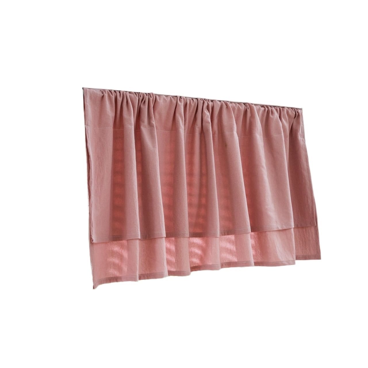 EnxJire Cupboard Curtain Boho Kitchen Cotton Short Curtain,Light Filtering Cafe Curtains Valances,For Laundry Living Room And Decoration(Pink,ROD POCKET_135X60CM)