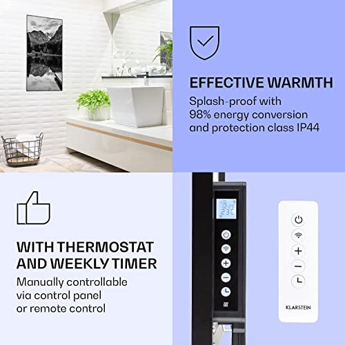 klarstein radiateur infrarouge mural intelligent, chauffage infrarouge 700w, panneau chauffant infrarouge, app mobile, radiateur electrique extra plat, salle de bain, sans co2, faible conso d'energie