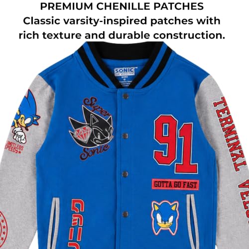 Image of SEGA Boys' Sonic The Hedgehog Varsity Jacket- Sonic, Tails, Shadow and Knuckles Little Boys Sizes 4-18