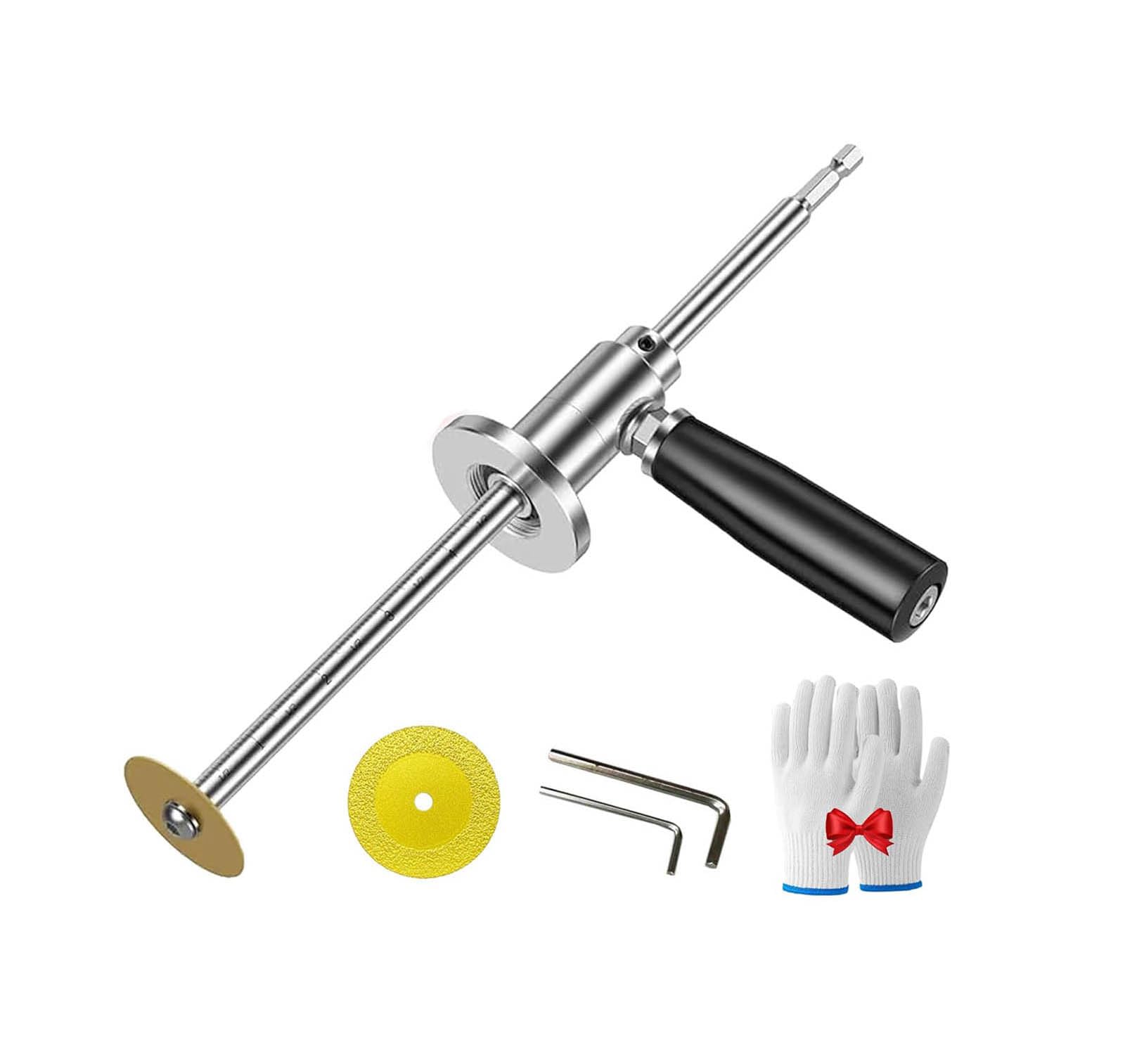 Inside Pipe Cutter for PVC Pipe, Stainless Steel Cutting Tool with Diamond Grit Wheel and Handle, 7 Inch Adjustable Depth, Fits 1-1/2 to 8 Inch, Compatible with Drill Use1 Set,One Size