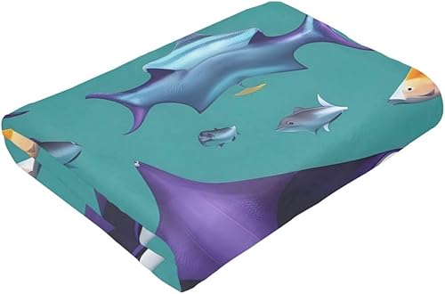 Miniatura 6 de Manta Ray and Fishes de franela ultra suave, perfecta para cama, sofá, campamento, noches de películas frías y viajes