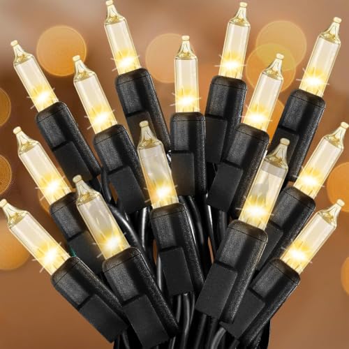 CXLHO Clear Christmas Lights 33FT 100 Incandescent Bulbs Warm White Mini Lights with Black Wire for Christmas Tree Garland Thanksgiving Wedding Party Home Indoor & Outdoor Festival Decoration