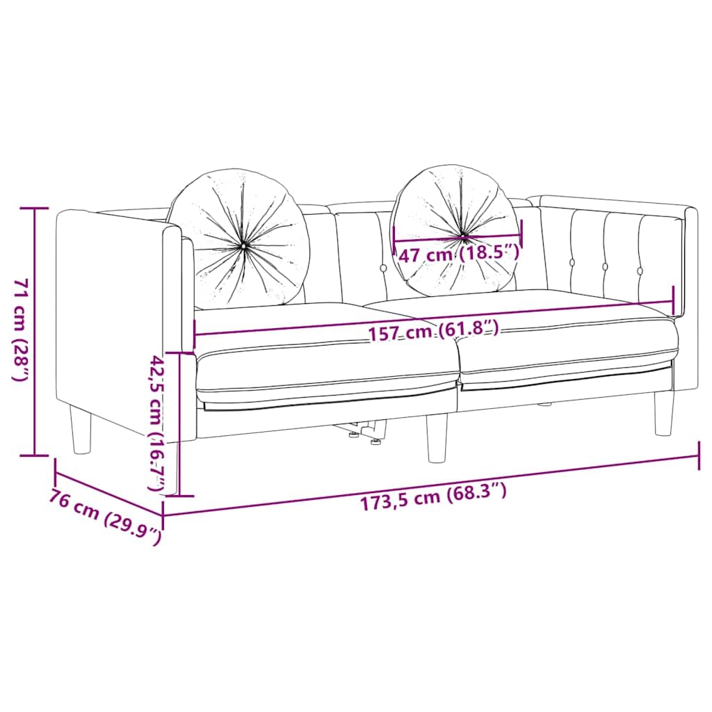 Canapé 2 Places, Causeuse de Salon Fauteuil Sofa 2 Places avec Coussins Marron Similicuir Daim 173,5 x 77 x 70 cm