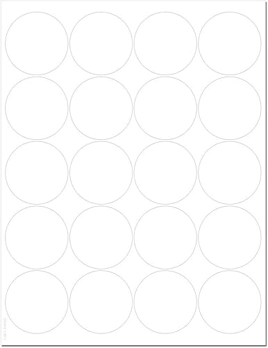 Etiquetas redondas mate blancas estándar, 2 pulgadas de diámetro, con plantilla descargable e instrucciones de impresión, 10 hojas, 200 etiquetas