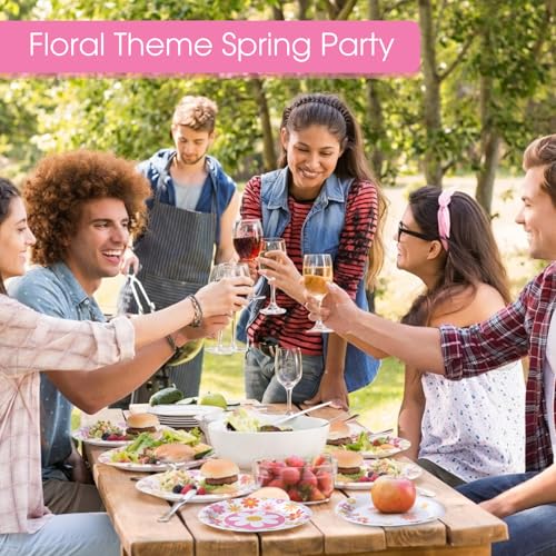 Image of Funnymoom 60 Pcs 7 Inch Groovy Daisy Birthday Paper Plates Retro Hippie Boho Disposable Dessert Plates Flower Party Supplies for Birthday Bridal Baby Shower Wedding Tea Party Decoration