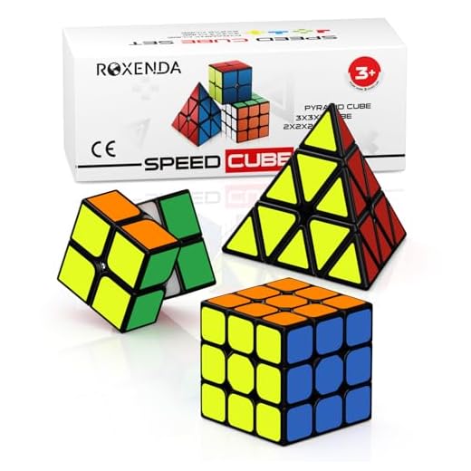 ROXENDA Cubos de Velocidad, Original Speed Cube Set de 2x2 3x3 Pyramid Speed ​​Cube, Fácil Rotación & Juego Suave - Cube Set para Principiantes y Profesionales (Sticker)