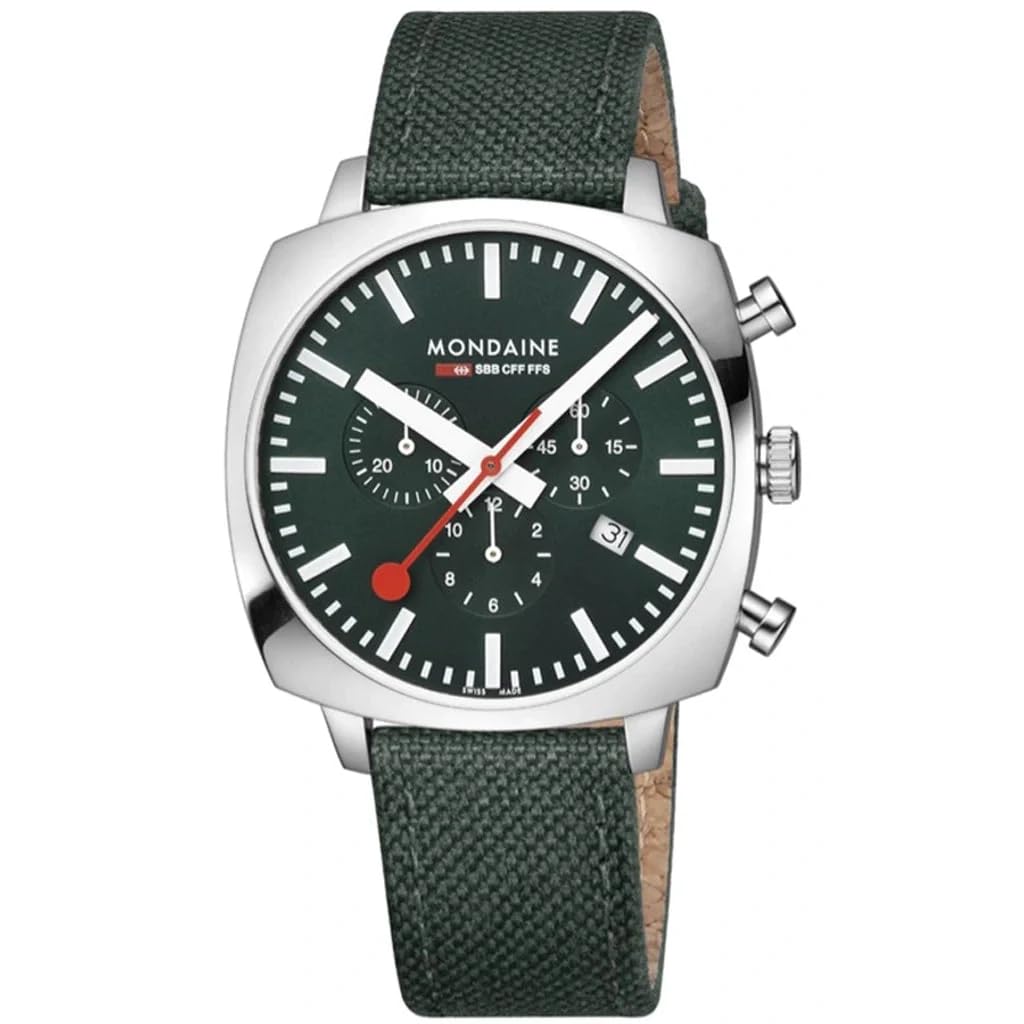 Mondain Cushion Date Chronograph Analog Dial Color Green Mens Watch - MSL.41460.LF.Set (B0C9C941PG) Amazon Price History, Amazon Price Tracker