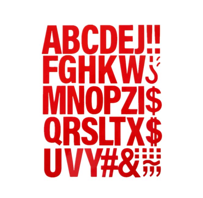 5 hojas de calcomanías de letras grandes con letra grande del alfabeto para bricolaje, ropa, manualidades, decoración (rojo)