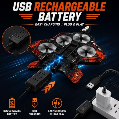 Image of L37 Fighter Jet Drone with 2.4GHz Remote Control, 360 Degree Flip Stunt Action RC Quadcopter | Lightweight EPP Foam Flying Toy Airplane for Kids, Beginners & Adults