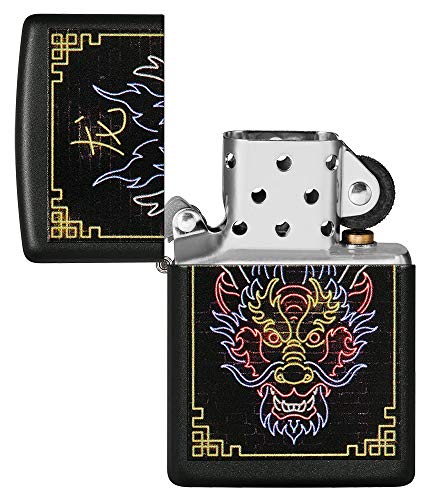 Image of Zippo Neon Dragon Design Black Matte Pocket Lighter