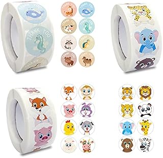 YSDYY 1500 Animal Stickers, Self Adhesive Round Stickers, Wildlife Jungle Stickers, Cute and Funny, Kids Crafts for Kids Party Gifts, Gift Wrap Decoration