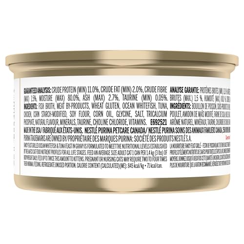 Fancy Feast Grilled Wet Cat Food, Whitefish & Tuna Feast in Gravy - 85 g Can (24 Pack) - Image 3