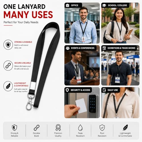 Image of 24mm or 1 inch thick Lanyards with Badge Clip