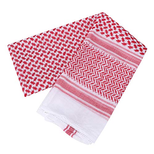 Men Arab Head Scarf Red Plaid Head Neck Scarf for Muslim Headwear Arabian Costume Accessories