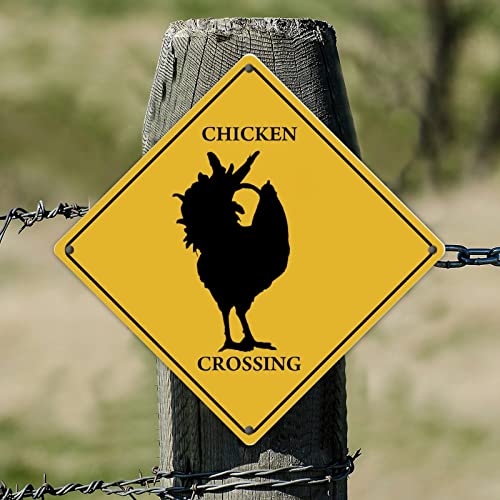 Cartello in latta con scritta "Chicken Crossing Warning Shot Up Yard", con scritta in lingua inglese "Shicken Crossing" e scritta in lingua inglese "Shicken Crossing" (lingua italiana non garantita)
