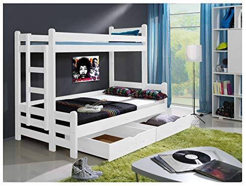 naka24 Massivholz Etagenbett 2 Liegeflächen inkl.2 Matratzen Hochbett...