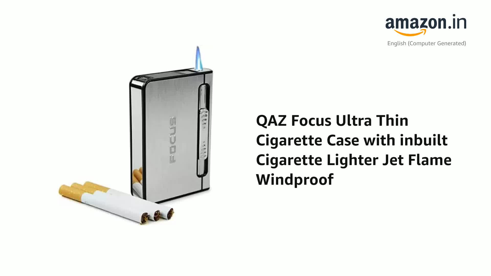 Buy QAZ Plastic Focus Ultra Thin Cigarette Case With Inbuilt Cigarette  Lighter Jet Flame Windproof (Platinum Series) (Multicolor) Online at Low  Prices 