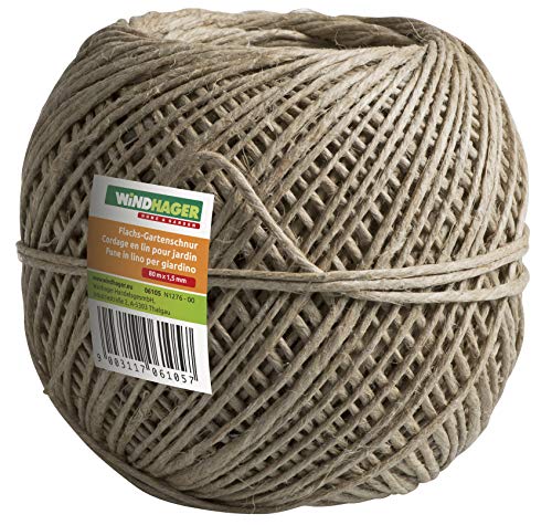 Windhager Flax garden cord, craft cord, jute twine, jute twine, decorative cord, pure natural product, 80 m x 1.5 mm, 06105