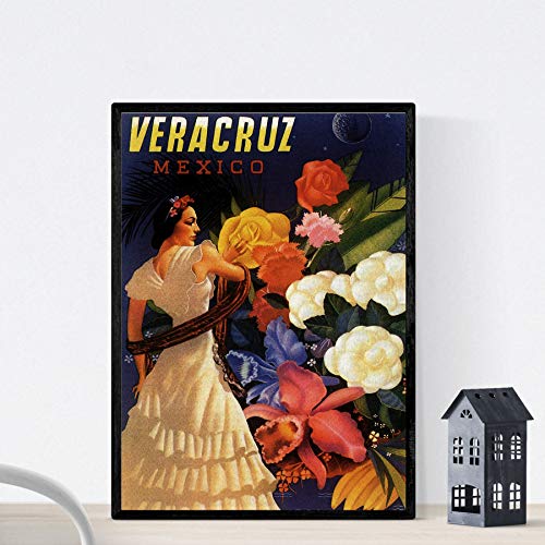 Nacnic Vintage Poster Poster Veracruz, Mexico. A3 size, 42L x 29.7W cm