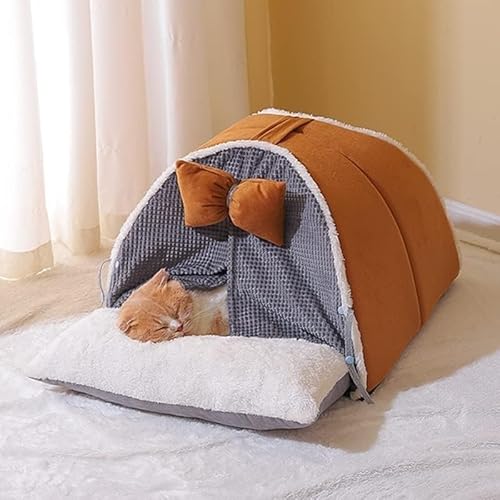 ZLBYXLU 猫 ベット 犬用ベッド ペット ベッド 猫 ベッド ドーム型 暖簾付き ペットベッド 厚手 暖かい 猫ハウス 洗える クッション付き ペットハウス おしゃれ 可愛い 小型犬ベッド 防寒保温 猫こたつ ネコ寝床 猫の家 居心地良い 犬猫兼用