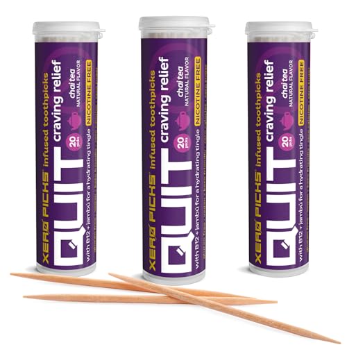 Image of Xero Picks Infused Flavored Toothpicks to Help Quit Smoking - Nicotine Free (Chai Tea, 3 Pack) Non-GMO Kosher Vegan