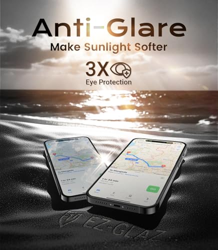 Image of EZ-GLAZ-2 Pack Matte Screen Protectors for iPhone 13 /13pro /14 - Easy Installation Box, ENGY-Absorbing, Anti-Glare, Matte Finish, Smooth Touch, Enhanced Sunlight Readability