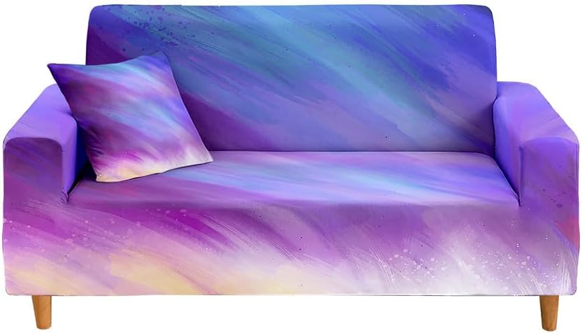 Hixingo Stretch Sofa Covers Multicolor Couch Cover Spandex Sofa Slipcovers, Washable Armchair Cover Non-Slip Couch Covers Loveseat Covers Sofa Cover (Purple,Large (75"-91"))