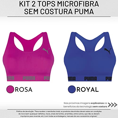 Kit 02 Top Nadador Puma Sem Costura | 1 Pink - 1 Azul Royal | M (40-42) | 27070.001_343_617_M_02UN_