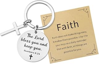 Christian Catholic Cross Keychain for Catholic Bible Verse Keychain Inspirational Religious Christmas Gifts for Friend Family