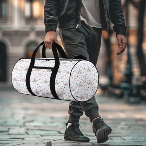 Boatee Rainbow Travel Bag for Teen Girls Gym Bag Cute Luggage Bag Large Duffel Bag Multi-Purpose Shoulder Purse Holdall Bags Carry on Bag Personal Item Travel Bag Toiletry Bags for Camp Heart White4