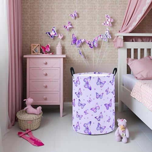 Image of Baby Laundry Hamper Basket Baby Hamper for Nursery Boy and Girl Cute Storage Bin Organizer Boho Room Decor(Butterfly)