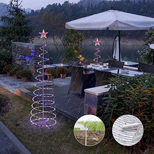 Yescom 6Ft Led Spiral Christmas Tree Light 182 Leds Battery Powered Indoor Outdoor Holiday Decoration Lamp Multi-Color #TOP6