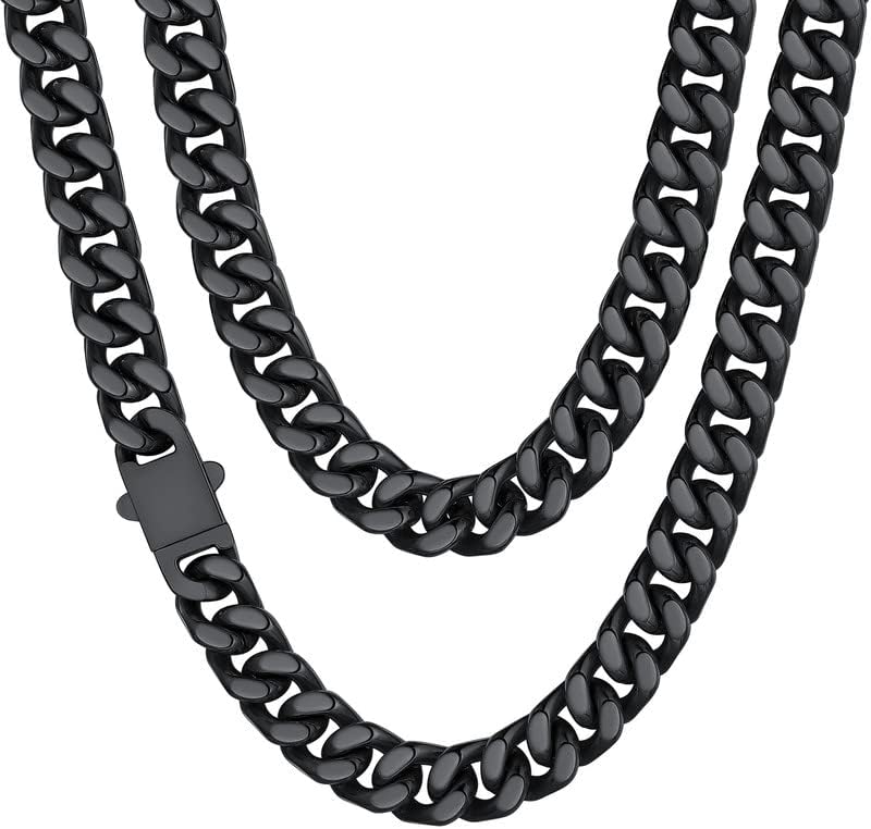 ChainsHouse Cadena de eslabones cubanos de acero inoxidable para hombre, collar de cadenas cubanas de Miami de oro de 18 quilates, 570.354in0.472in