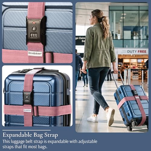 Image of Brookstone Luggage Strap - 2-in-1 TSA-Approved Expandable Luggage Straps for Suitcases with Keyless 3-Digit Combination Lock, Size One Size, Lilac Ice