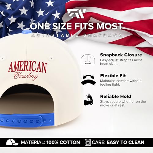 Image of Country Trucker Hat - Western Snapback Baseball Cap - Vintage Embroidered Hat for Men & Women
